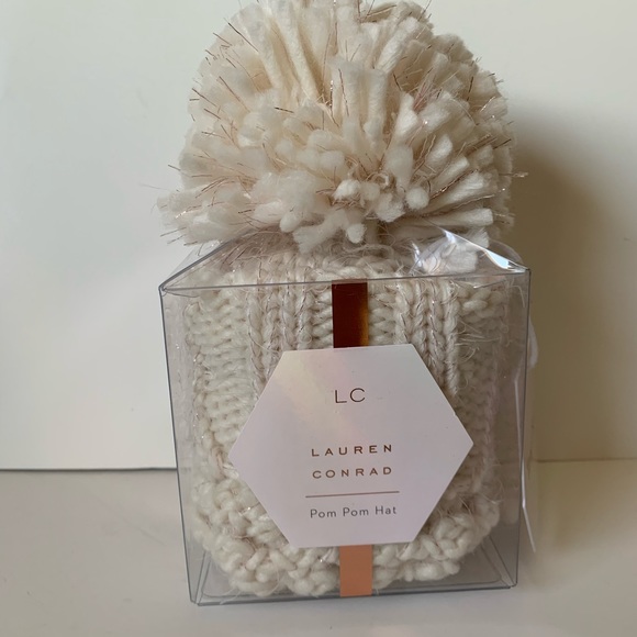 Lauren Conrad Pom Pom Hat Beanie. NIB. Cream NIB - Picture 3 of 5